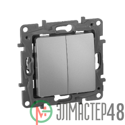 Механизм переключателя 2-кл. СП Etika Plus 10АX безвинт. зажимы алюм. Leg 672412