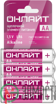 Элемент питания алкалиновый 90 638 OBT-02 LR6-SHBP4 (уп.4шт) ОНЛАЙТ 90638