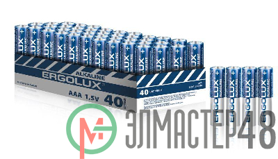 Элемент питания алкалиновый AAA/LR03 1.5В Alkaline BOX40 ПРОМО (уп.40шт) Ergolux 14672