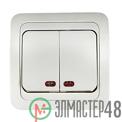 Выключатель 2-кл. CLASSICO с подсвет. 2123 бел. ASD / IN HOME 4680005959877