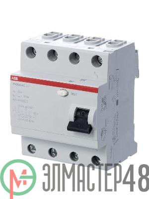 Выключатель дифференциального тока (УЗО) 4п 63А 30мА тип AC FH204 ABB 2CSF204004R1630