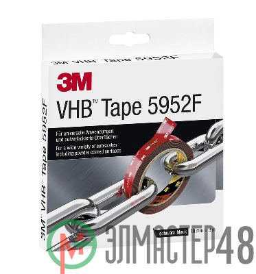 Лента монтажная двусторонняя VHBТМ 5952 F основа вспененный акрил адгезив VHВ 19ммх3м черн. 3М 7100211813