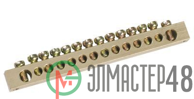 Шина PEN "земля-ноль" 6х9мм 14/2 (14групп/крепеж по краям) ИЭК YNN11-14-100