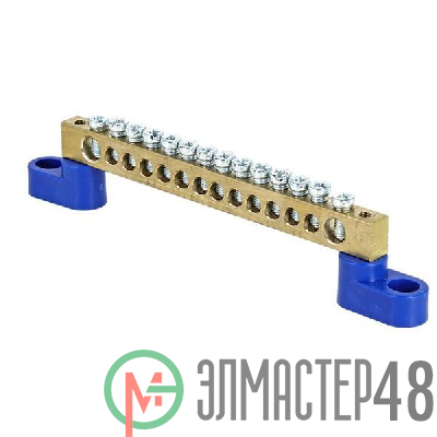 Шина нулевая N 6х9 14 отвер. латунь 2 син. угловых изолятора PROxima EKF sn0-63-14-2