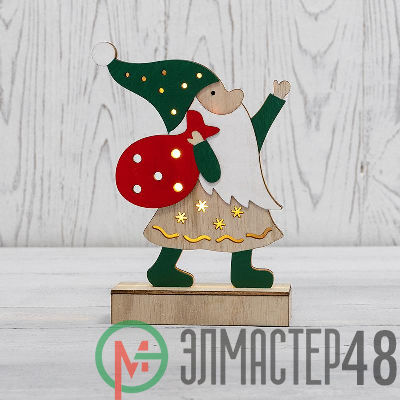 Фигура деревянная "Дед Мороз" 18см с подсветкой Neon-Night 504-016