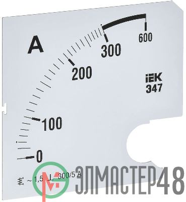 Шкала сменная для амперметра Э47 300/5А-1.5 96х96мм IEK IPA20D-SC-0300