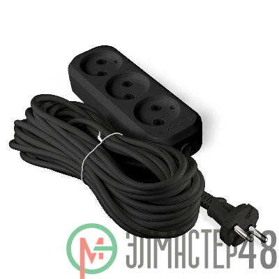 Удлинитель 3х5м без заземл. 6А IP20 У6-639М ПВС 2х0.75 черн. UNIVersal 2006