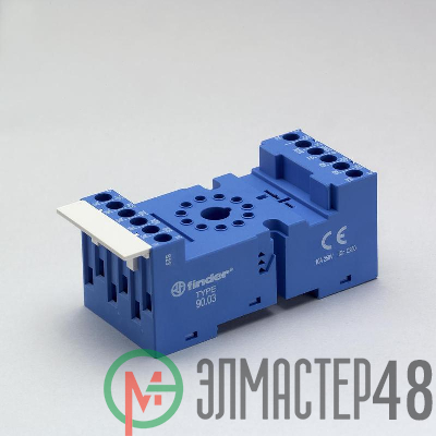 Розетка с винт. клеммами (с зажимной клетью) для реле 60.13 таймера 88.02 модули 86.00 86.30 99.02 в комплекте металлич. клипса 090.33 син. FINDER 9003SMA