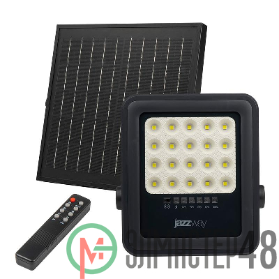 Прожектор светодиодный PFL SOLAR 02 50 6500К GR IP65 ДО с солнечн. панелью и пультом Pro+ JazzWay 5058460