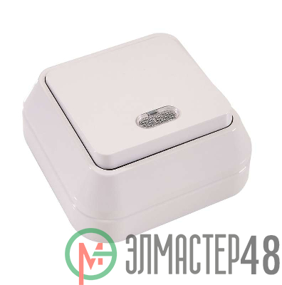 Выключатель 1-кл. ОП 10А IP20 с подсветкой бел. Makel 45121