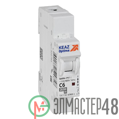 Выключатель автоматический модульный OptiDin BM63-1C6-4.5-УХЛ3 КЭАЗ 326792