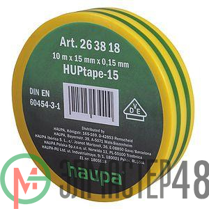 Изолента ПВХ 19мм (рул.20м) d74мм желто-зел. HAUPA 263860