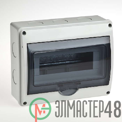 Бокс ОП Тусо 10мод. (4в) IP65 сер./дым. двер. Рувинил 69011