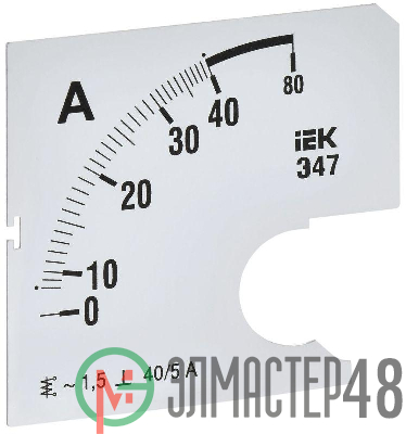 Шкала сменная для амперметра Э47 40/5А-1.5 72х72мм IEK IPA10D-SC-0040