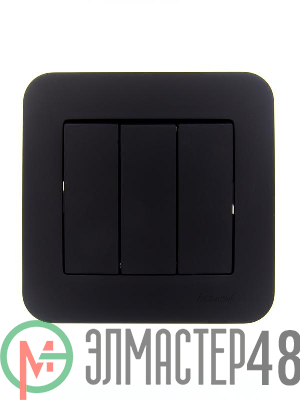 Выключатель 3-кл. 1п СП ASTI 10А IP20 в сборе черн. бархат LEZARD 7081-4242-109