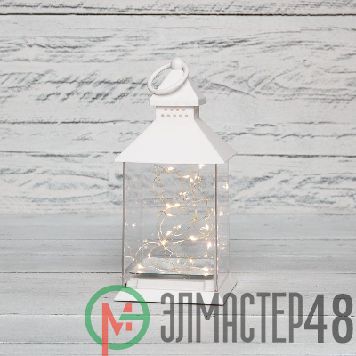 Фонарь декоративный с росой бел. корпус 10.7х10.7х23.5см тепл. бел. Neon-Night 513-050