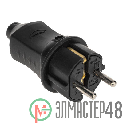 Вилка прямая влагозащ. 16А IP44 230В 2P+PE каучук PROCONNECT 111-001-4
