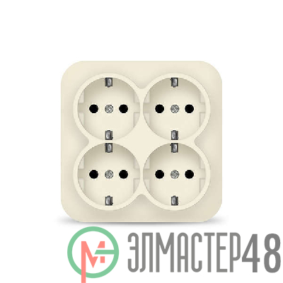 Розетка 4-м ОП 16А IP20 с заземл. сл. кость квадрат IONICH 1454
