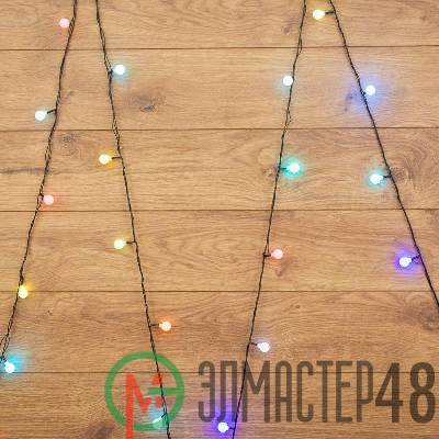 Гирлянда "LED-Шарики" 5м d=18мм 30LED RGB темно-зел. провод 3.6Вт 220В IP20 NEON-NIGHT 303-549