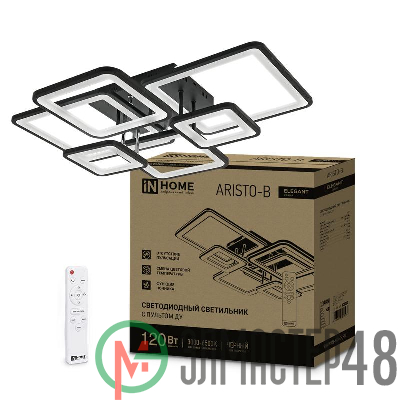 Светильник светодиодный ELEGANT ARISTO-B 120Вт 230В 3000-6500К 8400лм 686х587х151мм пульт ДУ черн. IN HOME 4690612047324