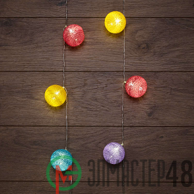 Фонарики тайские "Фейерверк" 1.5м 10LED тепл. бел. питание 2хАА (батарейки не в комплекте) провод прозр. ПВХ NEON-NIGHT 303-099