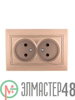 Розетка 2-м СП Мира 16А IP20 без заземл. керам. свет. корич. перламутр LEZARD 701-3131-128