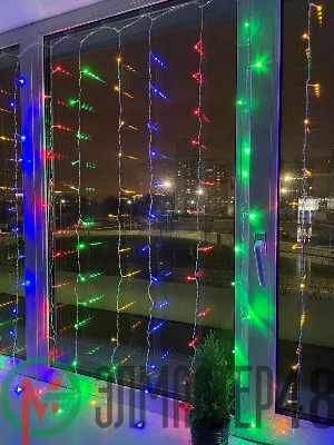 Гирлянда светодиодная "Дождь/Занавес" 1.8мх1.5м 156LED 8 режимов 220В IP20 мультиколор ЭРА Б0041900