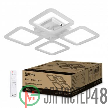 Светильник светодиодный ELEGANT ARIS-W 60Вт 230В 3000-6500К 4700лм 450х450х75мм с пультом ДУ бел. IN HOME 4690612043340
