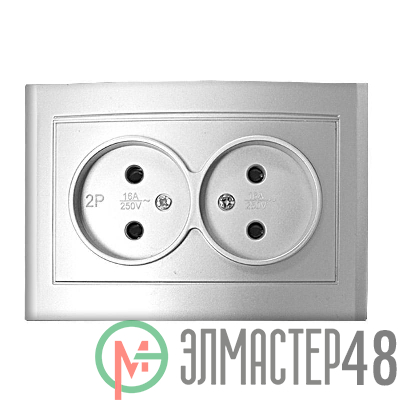 Розетка 2-м СП Бриллиант 16А IP20 без заземл. серебр. Universal 7949766