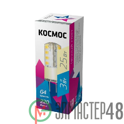 Лампа светодиодная 3Вт 220В G4 3000К КОСМОС LksmLED3wJCG4220v30