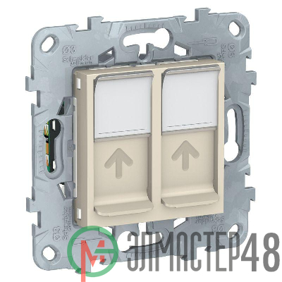 Механизм розетки компьютерная UNICA NEW RJ45 двойная кат.5е UTP беж. SchE NU542044