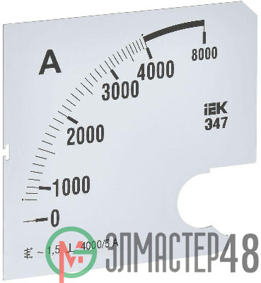 Шкала сменная для амперметра Э47 4000/5А-1.5 96х96мм IEK IPA20D-SC-4000