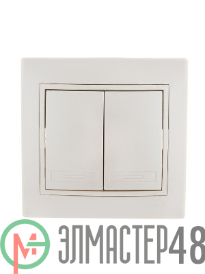 Выключатель 2-кл. СП Мира 10А IP20 жемчуж. бел. перламутр LEZARD 701-3030-101
