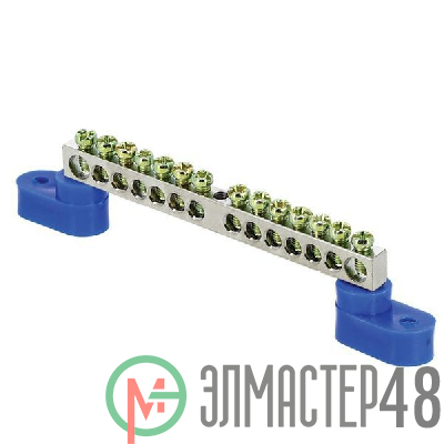 Шина нулевая N 6х9 14 отвер. никель 2 син. угловых изолятора PROxima EKF sn1-63-14-2