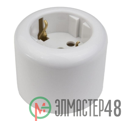 Розетка двухполюсная с ЗК R пластик бел. Bironi R1-101-21