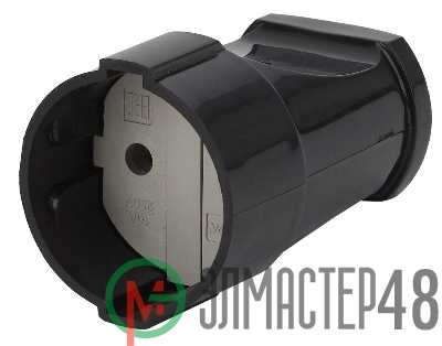 Розетка кабельная без заземл. прямая 10А черн. Rx1-B ЭРА Б0039681