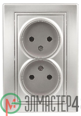 Розетка СП Plano 2х2P 1-204-03 16А-250В IP20 алюм. Intro Б0030066