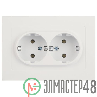 Розетка Accent 6-205-01М 2X2P+E Schuko 16А-250В IP20 СУ AL/CU бел. матов. Intro Б0063487
