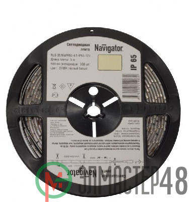 Лента светодиодная 71 410 NLS-3528WW120-9.6 IP20 12B R5 9.6Вт/м (уп.5м) Navigator 71410