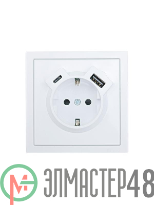 Розетка 1-мест. с/з Type-C+USB разъем СП ZIMA бел. LEZARD 704-0288-181TC