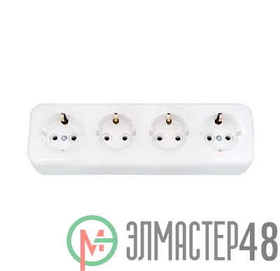 Розетка 4-м ОП с заземл. бел. БЕЛТИЗ РА16-245