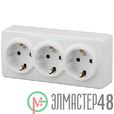 Розетка ОП 11-2208-01 3х2P+E Schuko 16АХ-250В Эксперт бел. ЭРА Б0020700