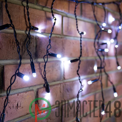 Гирлянда Айсикл "ПЛЕЙ ЛАЙТ" 0.6х2.4м 88LED 5.5Вт 230В IP44 бел.; черн. провод NEON-NIGHT 255-032