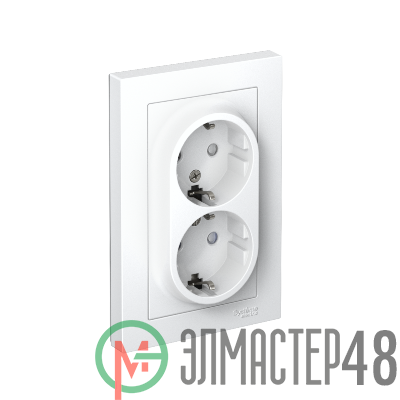 Розетка 2-м AtlasDesign 16А с заземл. защ. шторки в сборе бел. SchE ATN000126