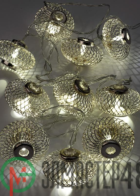 Гирлянда светодиодная "Фонарики" хром 5х3см 10LED тепл. бел. 1.8+0.3м КОСМОС KOC_GIR-B120