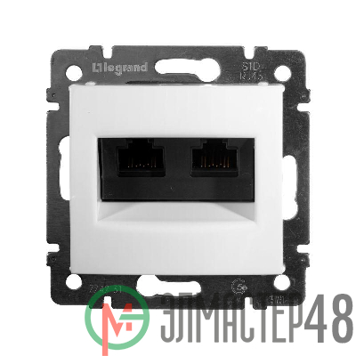 Механизм розетки информ. 2-м СП Valena RJ45 + RJ45 CAT.5Е UTP бел. Leg 774231