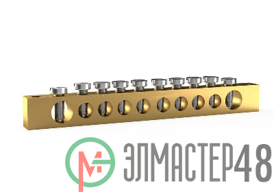 Шина PEN "земля-ноль" 6х9мм 10 отвер. латунь TOKOV ELECTRIC TKE-BSB-69-10-N/PEN
