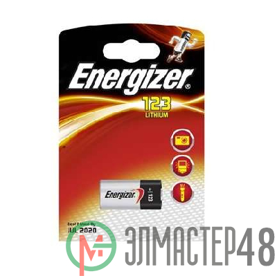 Элемент питания литиевый Lithium CR123А BL1 (1/6/60) (блист.1шт) Energizer 380