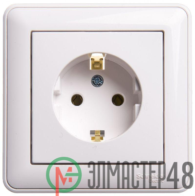 Розетка 1-м W59 16А без защ. шторок с заземл. бел. SchE RS16-154-18