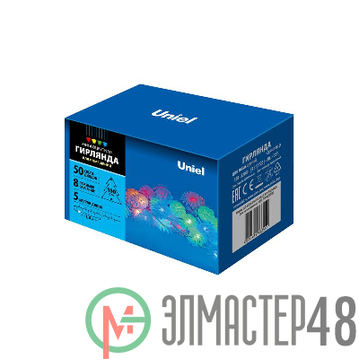 Гирлянда LED "Шишки" ULD-S0500-050/DTA MULTI IP20 PINE CONES 5м 50 диодов разноцвет. свет провод прозр. Uniel UL-00007193